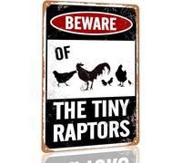 Beware Of Chicken Sign Signs For Coop Funny Outdoor The Tiny Raptors Accessories Warning Chickens Decor 6x8 Inch