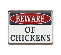 Beware of Chickens Sign Farm Vintage Coop Metal Sign Funny Chicken Decor Metal Tin Sign Home Outdoor Garden Bar Pub Man Cave Club Bathroom Retro Decor 12x18 Inches