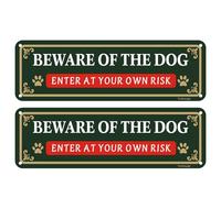 Beware of Dog Enter At Your Own Risk Sign - 2 Pack, 25cm x 8cm Rust Free Aluminum Yard Sign, Weatherproof, Fade Resistant, Easy Mounting.