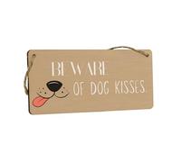 Beware of Dog Kisses - Plywood Hanging Sign - Room Décor Idea for Dog Owners, Family and Friends (smlsgn-ds23-dogkisses)
