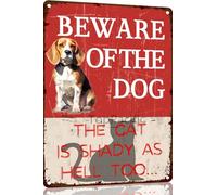 Beware Of Dog Sign Beware Of The Dog Funny Beagle Warning Metal Signs Dog Signs For Yard Fence Guard Dog Sign Outdoor Decor Gifts 8x12 Inch