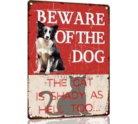 Beware Of Dog Sign Beware Of The Dog Funny Border Collie Warning Metal Signs Dog Signs For Yard Fence Guard Dog Sign Outdoor Decor Gifts 8x12 Inch
