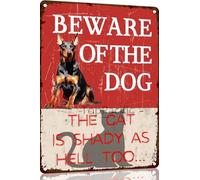 Beware Of Dog Sign Beware Of The Dog Funny Doberman Warning Metal Signs Dog Signs For Yard Fence Guard Dog Sign Outdoor Decor Gifts 8x12 Inch