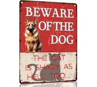 Beware Of Dog Sign Beware Of The Dog Funny German Shepherd Warning Metal Signs Dog Signs For Yard Fence Guard Dog Sign Outdoor Decor Gifts 8x12 Inch