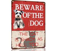 Beware Of Dog Sign Beware Of The Dog Funny Schnauzer Warning Metal Signs Dog Signs For Yard Fence Guard Dog Sign Outdoor Decor Gifts 8x12 Inch