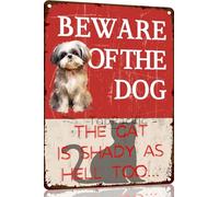 Beware Of Dog Sign Beware Of The Dog Funny Shih Tzu Warning Metal Signs Dog Signs For Yard Fence Guard Dog Sign Outdoor Decor Gifts 8x12 Inch