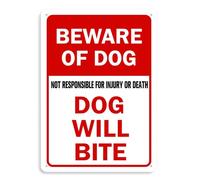 Beware Of Dog Sign,Do Not Enter Signs,Dog Will Bite Signs "Beware Of Dog,Dog Will Bite" Metal Aluminum Sign 8x12 Inch