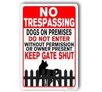 Beware Of Dog Sign, Home Yard Keep Gate Shut Do Not Enter "No Trespassing Dogs on Premises", Aluminum 8"x12"