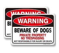 Beware of Dog Sign Private Property No Trespassing Dog Warning Signs Aluminum Warning Sign High Reflective Film Not Responsible for Injury Or Death 10x7", 2 Pack, Business, Driveway Alert