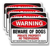 Beware of Dog Sign Private Property No Trespassing Dog Warning Signs Aluminum Warning Sign High Reflective Film Not Responsible for Injury Or Death 10x7", 2 Pack, Business, Driveway Alert