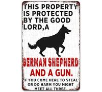 Beware Of Dog Sign Warning Signs For Fence German Shepherd Sign This Property Is Protected By The Good Lord Metal Sign Plaque Poster 8X12 Inch