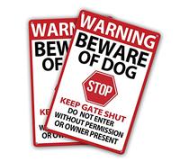Beware of Dog Signs 2 Pack,Warning Tin Sign Beware of Dog for Fence 12x8in