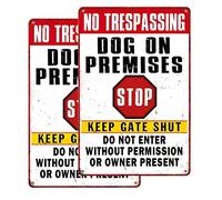 Beware Of Dog Signs For Fence No Trespassing Dog On Premises Sign For Garden(2 Pack ) Dogs Warning Signs For Property Funny Metal Tin Signs Beware Of Dog In Yard Sign Dog Do Not Enter Sign Notice Dog