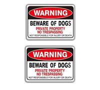 Beware of Dog Signs for Fence, No Trespassing Signs Private Property, Rust Free Metal, UV Protected, Fade Resistant, Reflective, Weatherproof Warning Dog Sign for Gate, Fence Door and Outdoor (2 Pack)