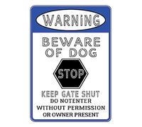 Beware Of Dog Tin Sign Garden Warning Signs Metal Signs For Yard Stop Keep Gate Shut DoEnter Without Permission Or Owner Present Sign 8x12inches