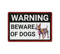 Beware Of Dogs Sign Bull Terrier Beware Of Dog Sign Aluminum Metal Tin Signs Door Sign Warning Sign For Fence Gate Yard Home Wall Decor 8x12 Inch