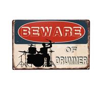 Beware Of Drummer Vintage Metal Tin Sign Funny Vintage Signs For Outdoor Metal Signs Wall Decor-8" X 12"
