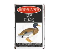 Beware Of Duck Sign, Rust Free Beware Of Duck Warning Signs, Pre-Drilled Holes For Easy Mounting Outdoor Use For Fence Door Or Gate 12x16 Inch