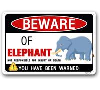 Beware Of Elephant Sign,Home Decor Sign,Garage Wall Decor,Elephant Decor Sign ""Beware Of Elephant,You Have Been Warned"" Metal Aluminum Sign 8x12 Inch