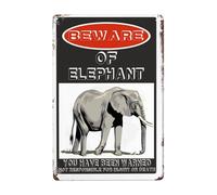 Beware of elephant sign, rust free beware of elephant warning signs, pre-drilled holes for easy mounting outdoor use for fence door or gate 8×12 INCH