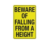 Beware Of Falling From A Height Sign 12 X 8 Inches Reflective Aluminum Metal Warning Signage With Symbol For Indoor Outdoor Use