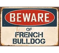 Beware of French Bulldog Funny Metal Warning Signs Tin Sign Poster 8X12 Inches