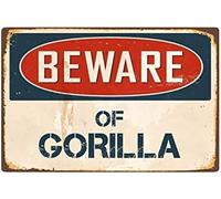 Beware of Gorilla Sign | Vintage Aluminum Metal tin signs 8"x12"
