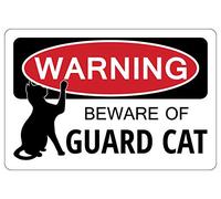 Beware of Guard Cat Warning Funny Novelty Metal Sign 8X12 Inch