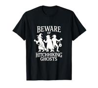 Beware of Hitchhiking Ghosts Vintage Spooky Season Design T-Shirt