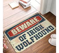 Beware Of Irish Wolfhound Welcome Mat, Lake House Decor Thin Bath