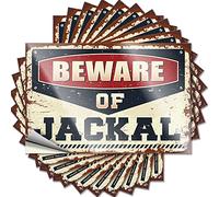 Beware of Jackal Bumper Rubber Self Adhesive | Good Hard Vinyl Sticker Pack for Double(8X12CM)