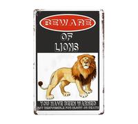 Beware Of Lions Sign, Rust Free Beware Of Lions Warning Signs, Pre-Drilled Holes For Easy Mounting Outdoor Use For Fence Door Or Gate 8x12 Inch