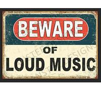 Beware of Loud Music Metal Tin Sign Pub Bar Man cave Garage Shed Gift (Aluminium A4 (200x280mm) Approx)