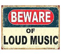 Beware Of Loud Music Metal Tin Sign Warning Sign Safety Signs Aluminum Sign For Alt Room Decor, Indoor & Outdoor Signs For Home, Office, Work 20x30cm