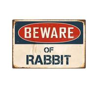 Beware Of Rabbit Metal Tin Sign Warning Sign Safety Signs Aluminum Sign For Alt Room Decor, Indoor & Outdoor Signs For Home, Office, Work 14x20cm