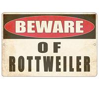 Beware of Rottweiler Dog Metal Tin Sign Yard Outdoor Warning Fence Sign Large 12x8