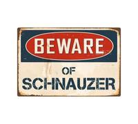 Beware Of Schnauzer Metal Tin Sign Warning Sign Safety Signs Aluminum Sign For Alt Room Decor, Indoor & Outdoor Signs For Home, Office, Work 14x20cm