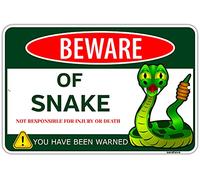 Beware of Snake Metal Tin Sign Funny Snake Sign Gifts for Snake Lovers Snake Tank Accessories for Ball Python,Snake Cave Cage Habitat Decor-Aluminum-8x 12Inches-Snake