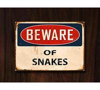 Beware of Snakes Sign - Warning Metal Aluminum Tin Wall Sign, 16x12 Inch - Outdoor & Indoor Decor