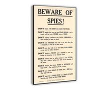 Beware of Spies Government Security Notice WWI Canvas Art Poster And Wall Art Picture Print Modern Family Bedroom Decor Frame 16x24inch(40x60cm)