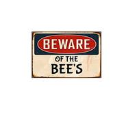 Beware Of The Bee'S Metal Tin Sign Warning Sign Safety Signs Aluminum Sign For Alt Room Decor, Indoor & Outdoor Signs For Home, Office, Work 14x20cm