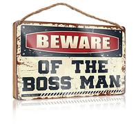Beware Of The Boss Man Plaque, For Push Pull Witchy Kitchen Decor