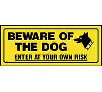 Beware of the Dog Enter At Your Own Risk Sign - 105mm x 43mm - Self Adhesive Sticker (MISC160)