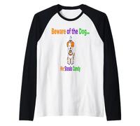 Beware of The Dog Halloween Dog Costume Funny Humor Raglan Baseball Tee