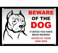 Beware Of The Dog It Bites You Have Been Warned Dog Sign - Pre-Drilled 1.2mm Rigid Plastic, Weatherproof Indoor & Outdoor (400 x 300mm)