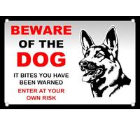 Beware Of The Dog "It Bites You Have Been Warned" Dog Sign - Pre-Drilled 3mm Aluminium Dibond, Heavy-Duty Weatherproof (600 x 400mm)