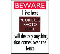 Beware of the dog metal sign fence gate wall delivery customised personalised photo (Aluminium A5 (200x150mm) Approx)
