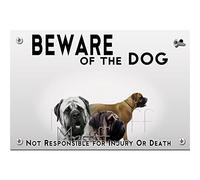Beware of the dog plastic plate English Mastiff