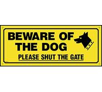 Beware of the Dog Please Shut the Gate Sign - 105mm x 43mm - 1.2mm Rigid Plastic Drilled Sign (MISC161)