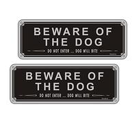 Beware Of The Dog Sign 3.5'' x 9.8'' Aluminum Do Not Enter Signs for Gates Dog Will Bite Sign Outdoor Gate Safety Sign Pack of 2